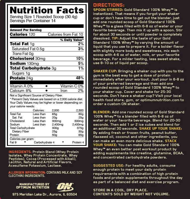 Optimum Nutrition 100% Whey Gold Standard, Bag - www ...