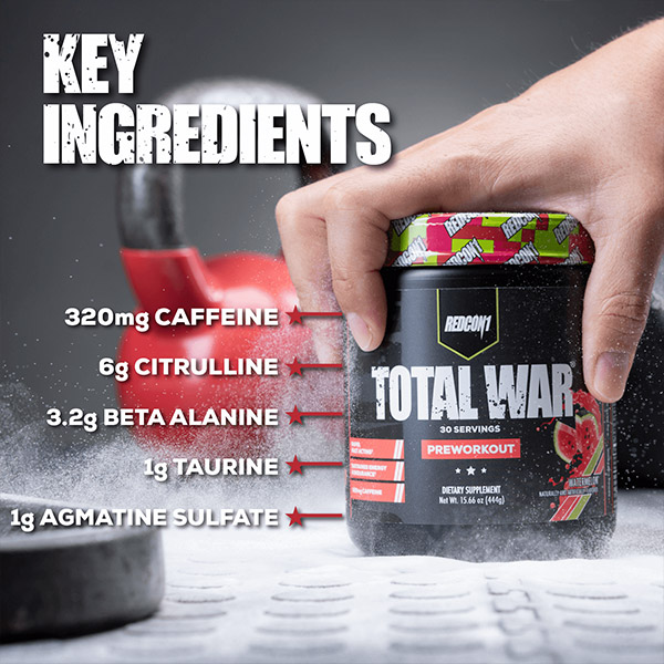 Redcon1 Total War Key Ingredients Info.