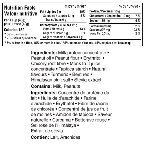 Truely Protein Cereal Cup Peanut Butter Ingredients.
