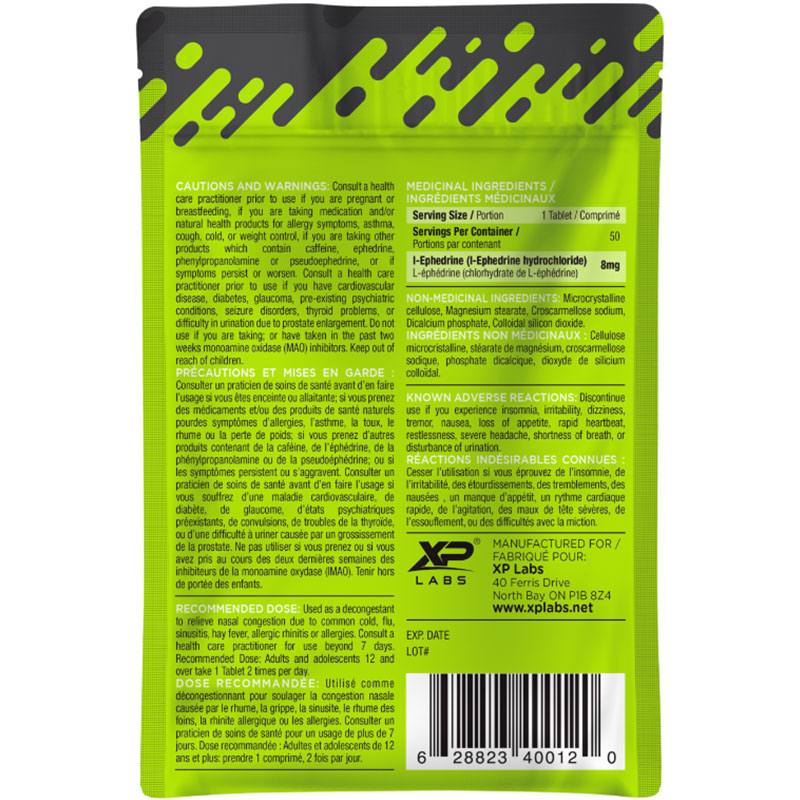 XP-Labs Ephedrine HCL 8mg (Oral Nasal Decongestant)